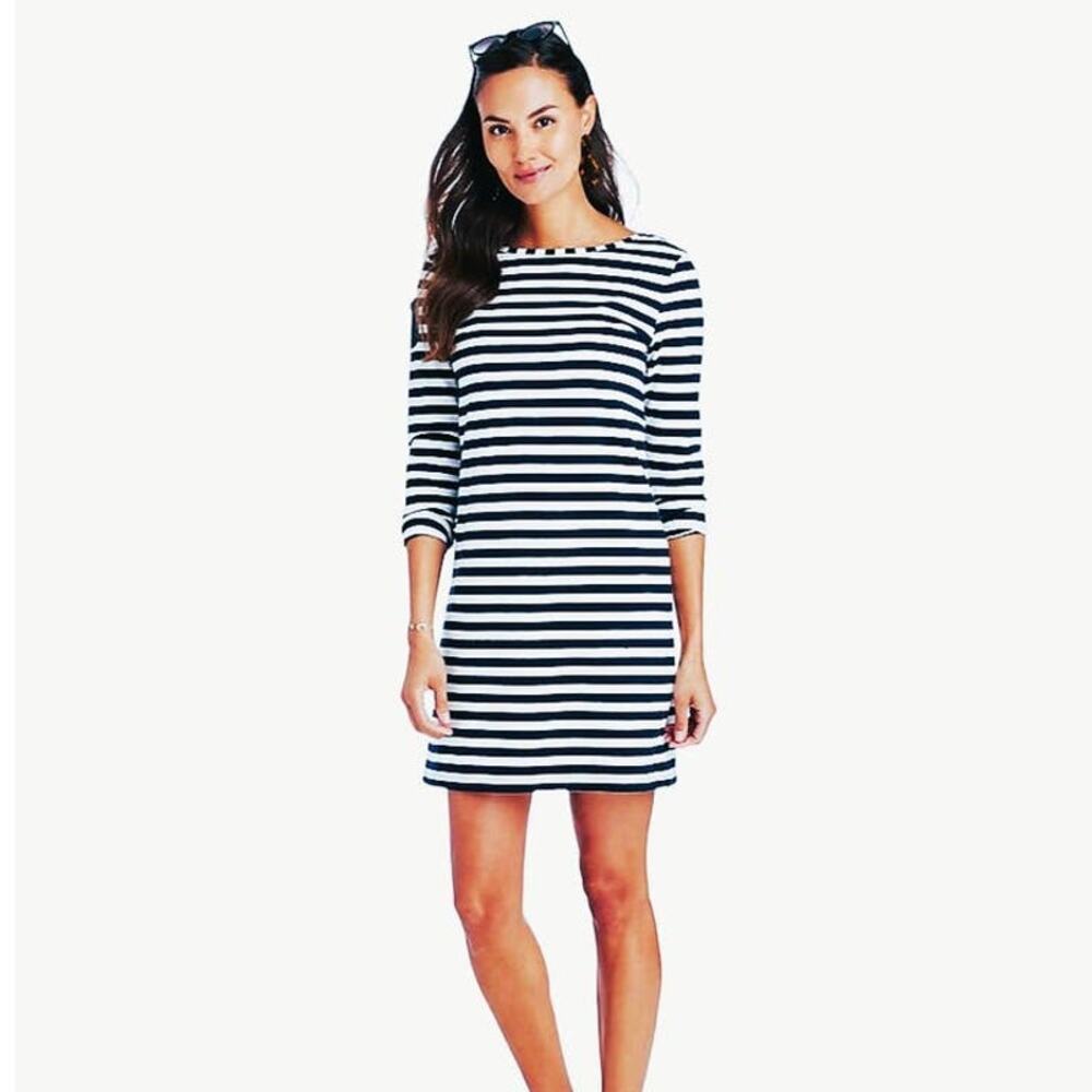 Vineyard Vines Black and White Striped Mini Dress